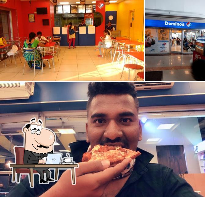 The interior of Domino's Pizza Shradha Mall Tirandaz Talkies, Gulbarga