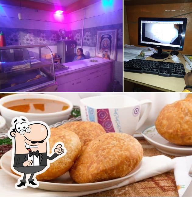 The restaurant's interior and food