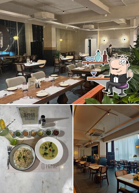 Take a look at the photo showing interior and food at Hithie - The Gourmet Dining