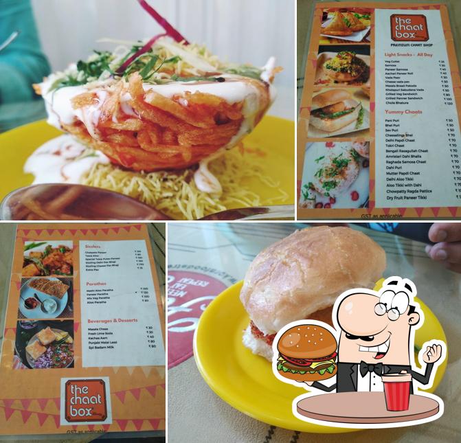 Get a burger at The chaat box