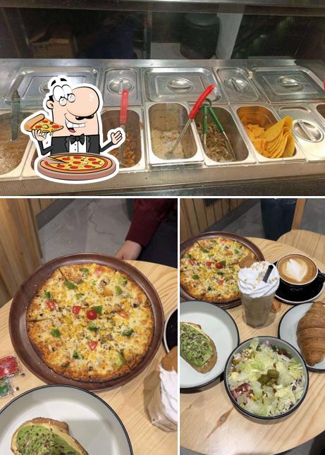 Try out pizza at The Black Coffee Cafe