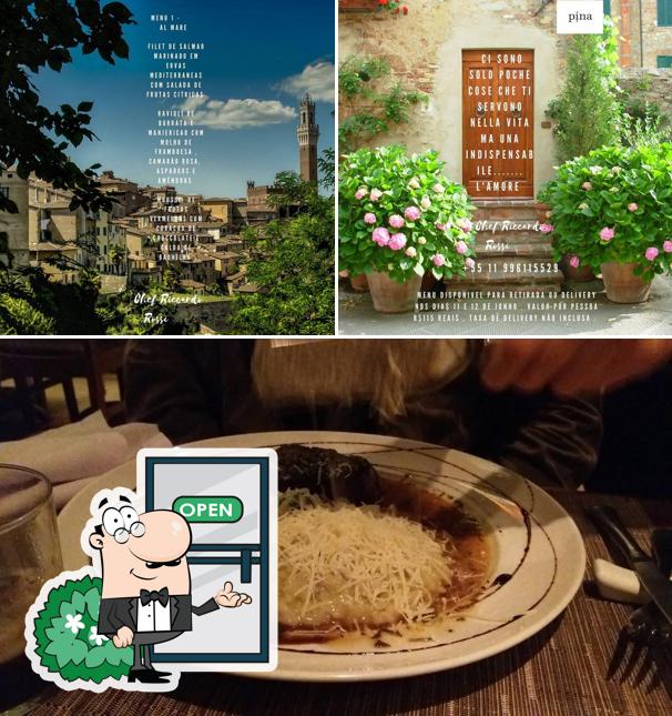 A imagem da exterior e comida no Pina Restaurante Italiano