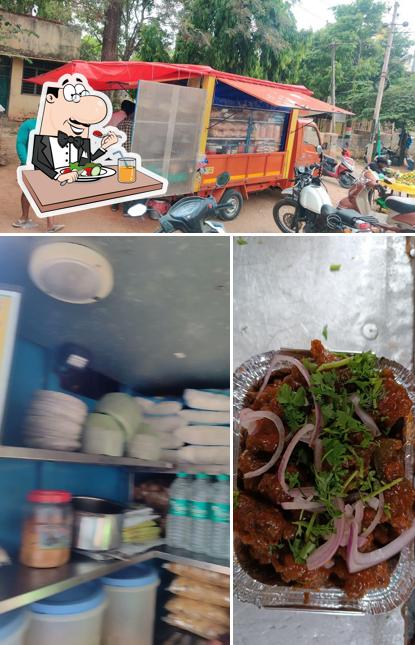 This is the picture showing food and exterior at M M chats