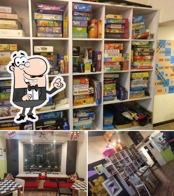 Take a seat at one of the tables at Pair A Dice Cafe