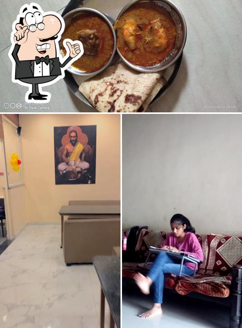 The restaurant's interior and food