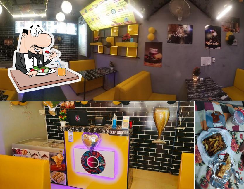 The picture of food and interior at The Lassi Corner