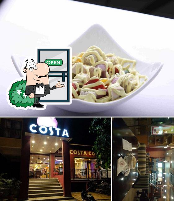 The picture of exterior and food at Costa Coffee