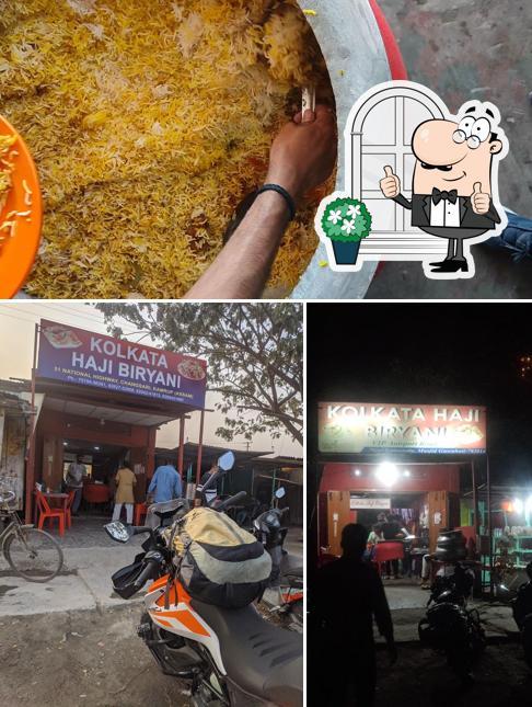 Take a look at the image showing exterior and food at Kolkata Haji Biryani