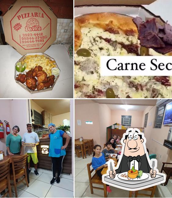 Esta é a imagem apresentando comida e interior a Pizzaria da Vila