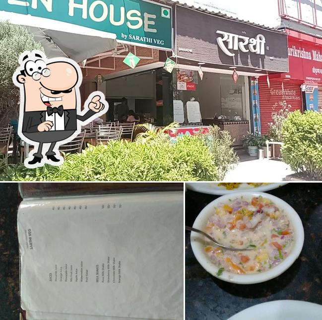 The interior of Sarathi Veg Restaurant