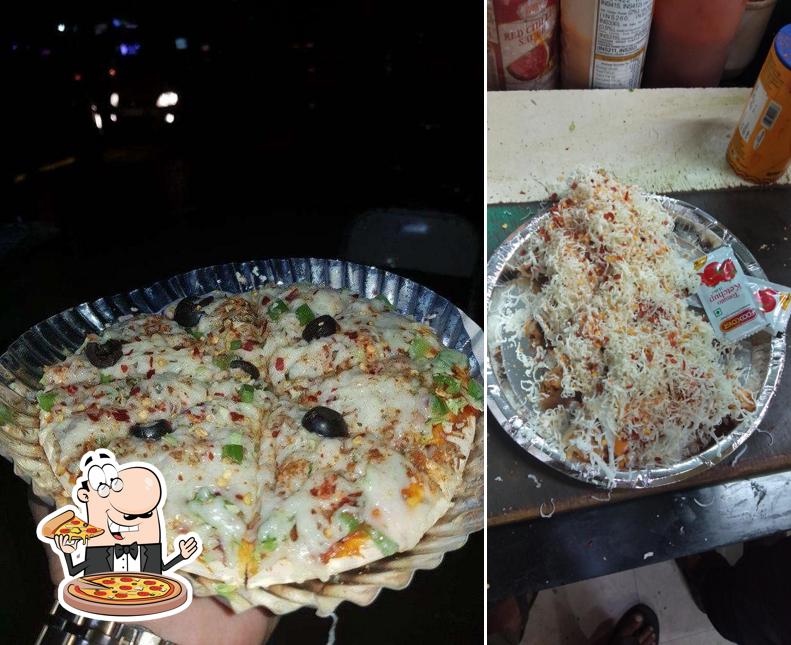 Try out pizza at Bombay Burger