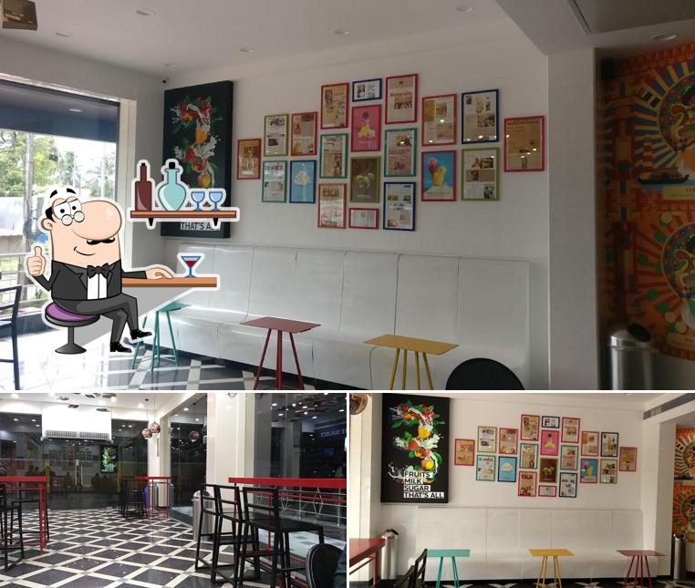 Take a seat at one of the tables at Naturals Ice Cream