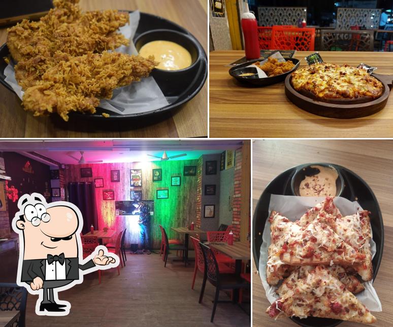 The image of interior and food at Cafe Habib