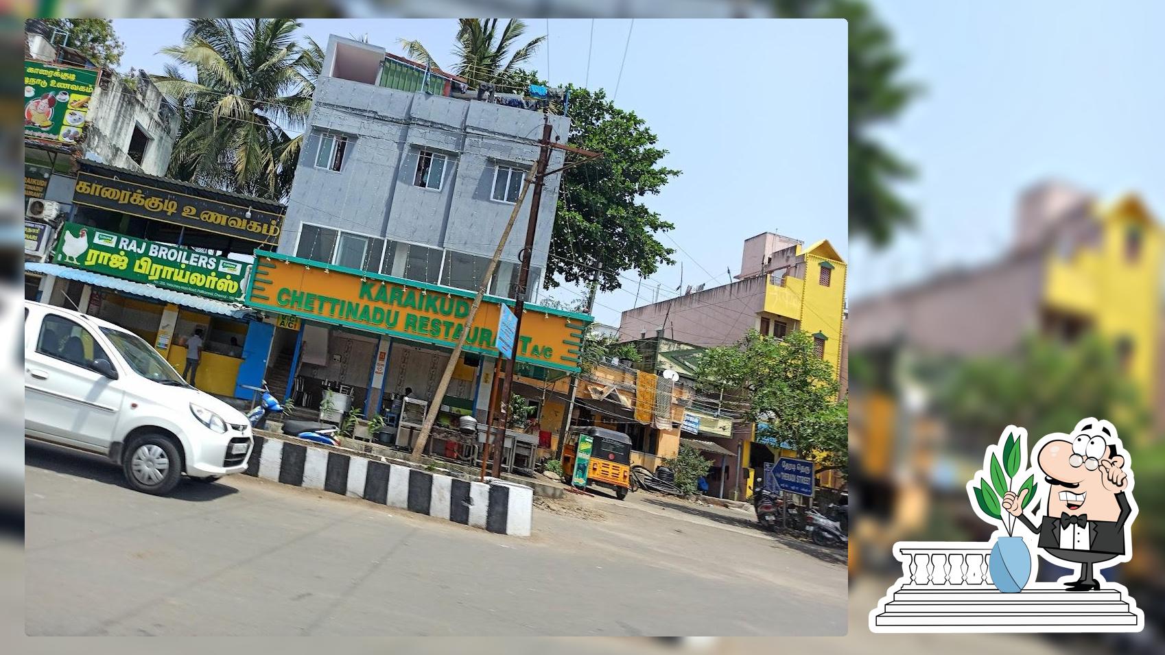 The outside part is an important feature of Karaikudi Chettinadu Hotel