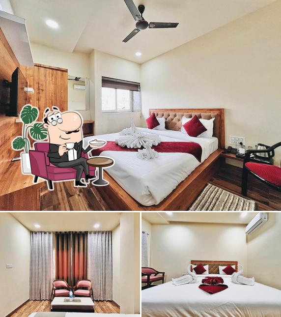 Take a seat at one of the tables at Hotel Saffron