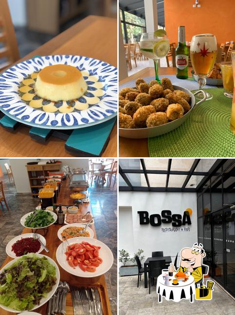 A comida e interior do restaurante