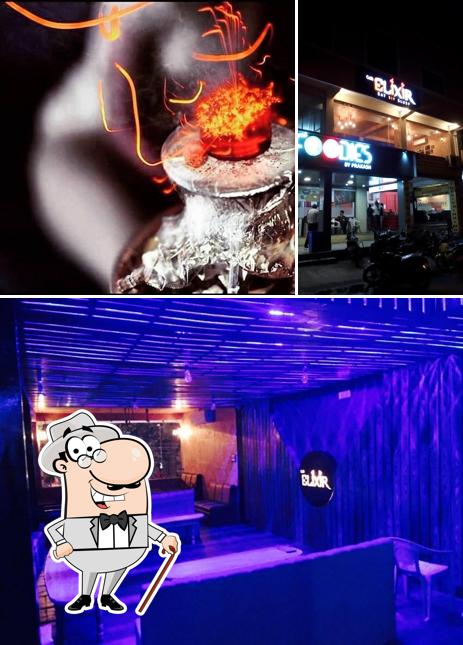 The restaurant's exterior and bar counter