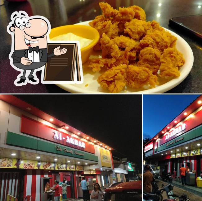 The picture of exterior and food at Al Akbar Restaurant
