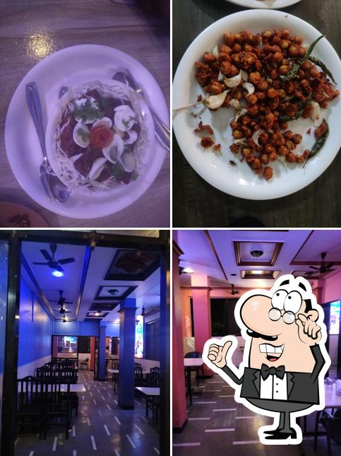 The restaurant's interior and food