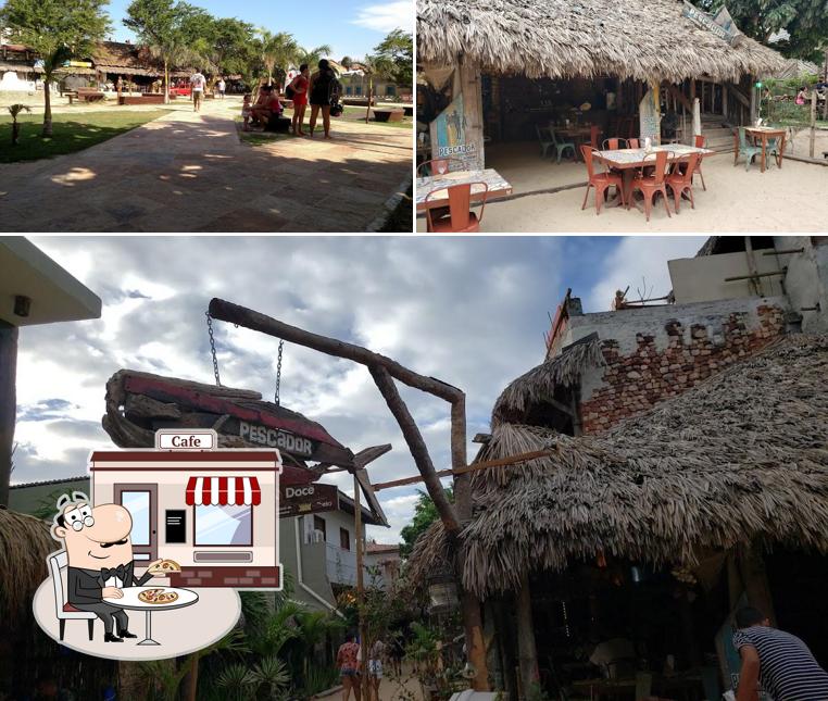 A exterior e interior do restaurante