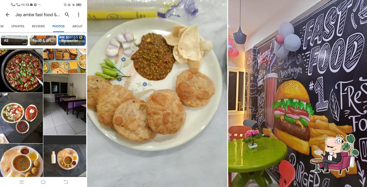 The interior of Jay Ambe Fast Food And Restaurant