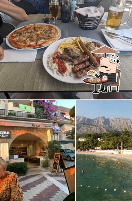 La esterno e cibo del ristorante