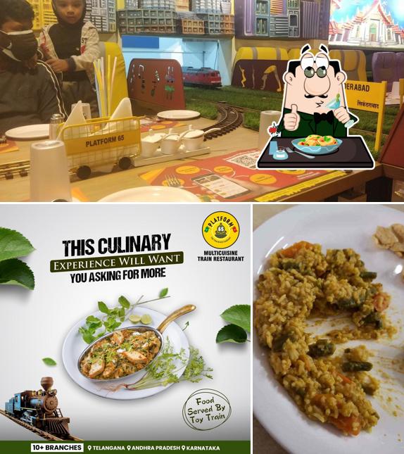 Among different things one can find food and play area at Platform 65 - The Train Theme Restaurant