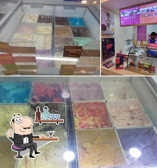 Among different things one can find interior and food at Baskin Robbins