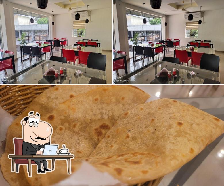 Among various things one can find interior and food at Le Pepper Restaurant A/C