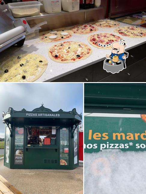 Voici la photo indiquant la nourriture et extérieur sur Le Kiosque à Pizzas