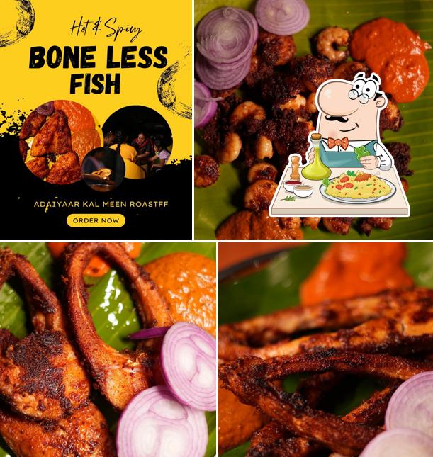 Food at Adaiyaar Kal Meen Roast