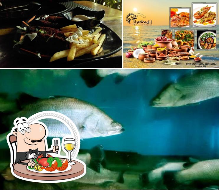 Thoondil The Family Restaurant provides a variety of seafood dishes