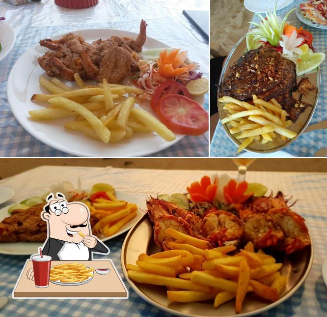 Order French-fried potatoes at Baggies Beach Shack