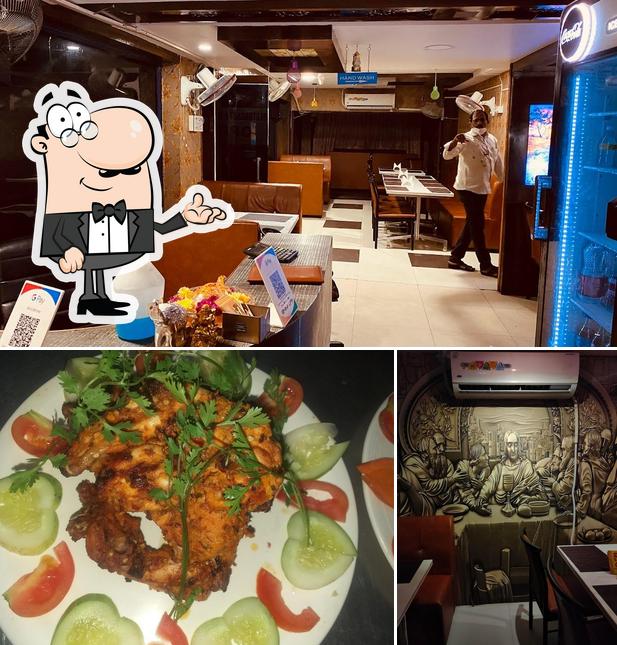 This is the photo showing interior and meat at Aithe Biryani Restaurant