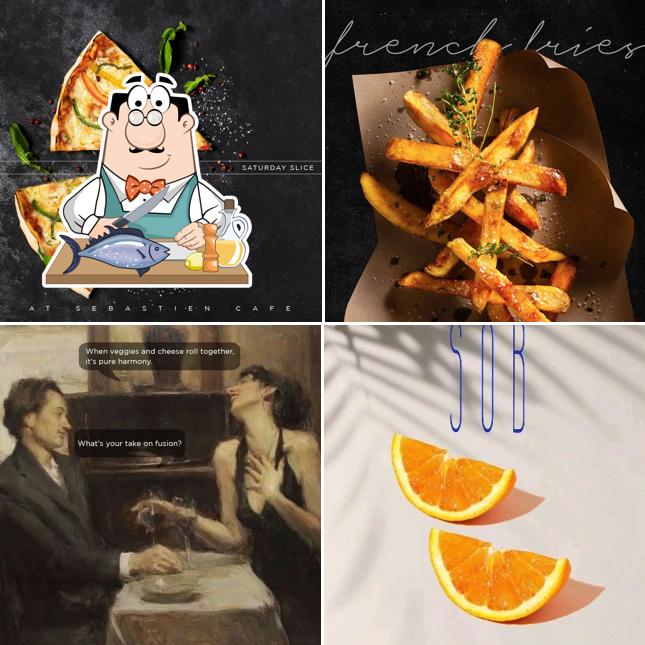 Grilled salmon at Sebastien Cafe