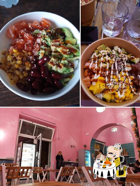 Dai un’occhiata alla immagine che presenta la cibo e interni di X Poke Bar