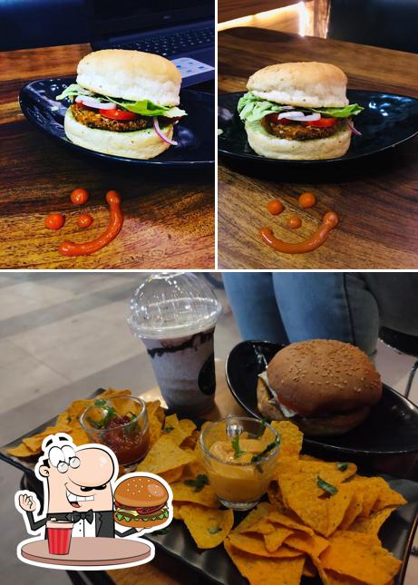 Order a burger at The Avenue Cafe