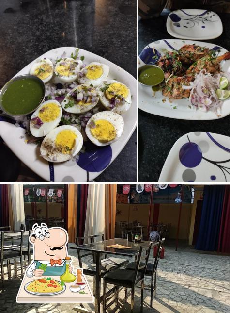 The restaurant's food and dining table