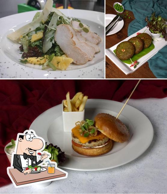 Falafel and hamburger at TECHila