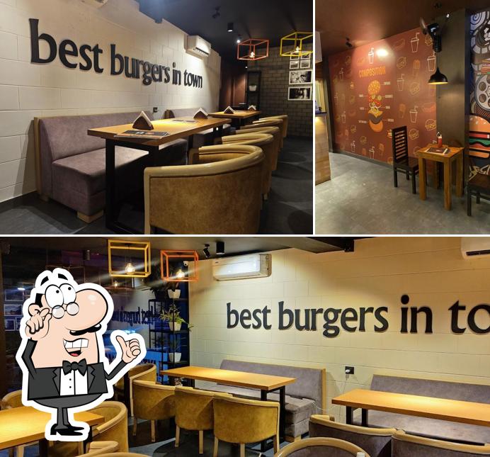 Take a seat at one of the tables at Burger Lounge