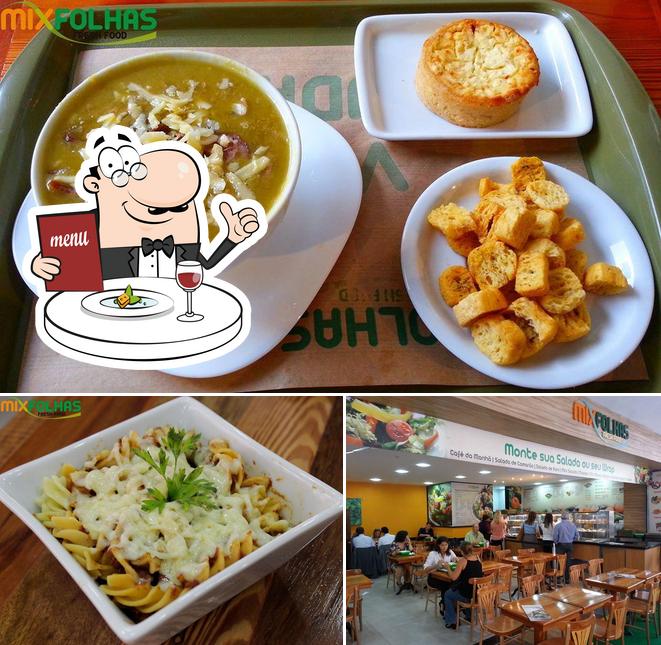 A imagem da comida e interior no Mix Folhas