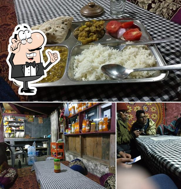 The restaurant's interior and food