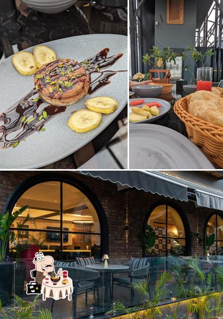 Take a look at the photo displaying food and exterior at Downtown Prime - A Premium Boutique Hotel Udaipur