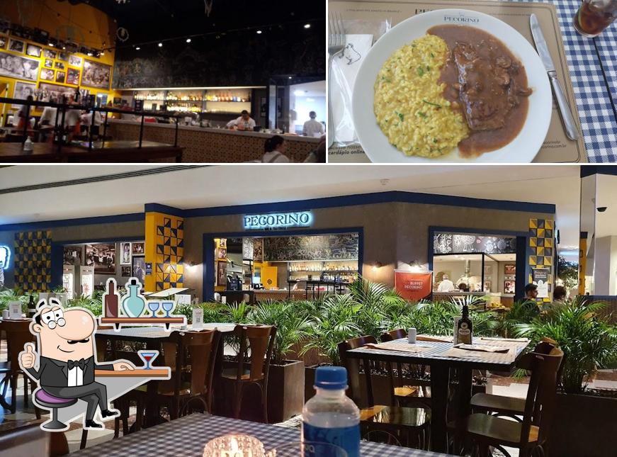 Esta é a imagem apresentando interior e comida no Pecorino Bar & Trattoria Eldorado: Massas, Risoto, Pizza, Vinho, Delivery SP