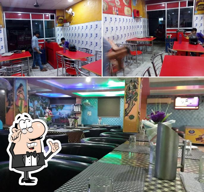 This is the picture showing interior and food at Metro Mirchi