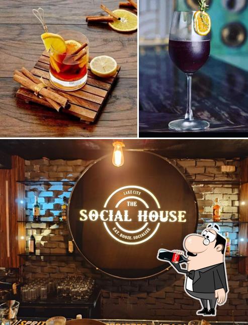 This is the photo displaying drink and interior at The Social House