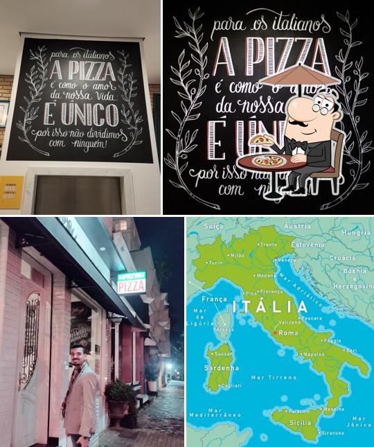 A exterior e quadro-negro do restaurante