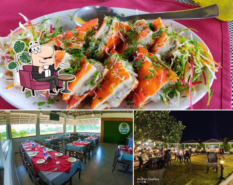 This is the picture showing interior and food at Hotel Garden Court