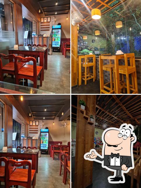 Take a seat at one of the tables at QB's Restaurant