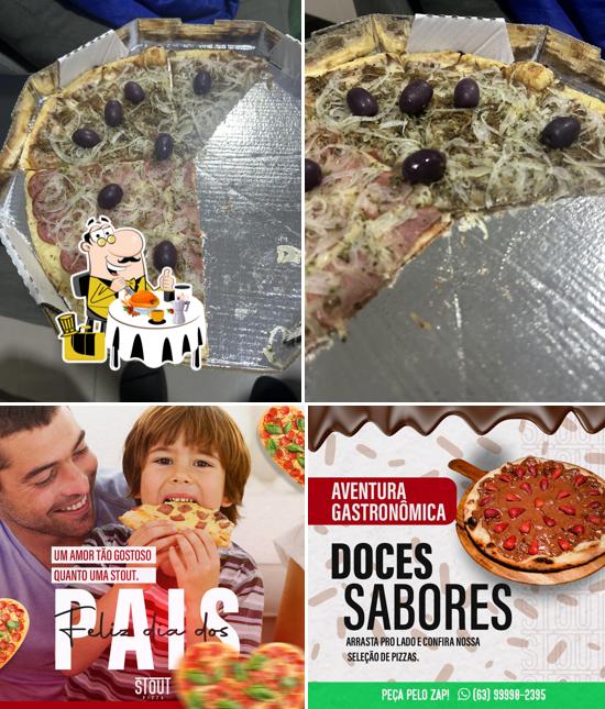 Platos en Stout Pizza